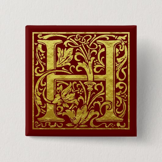 Letter H First Letter Imitats Gold Button (Vorderseite)