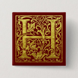 Letter H First Letter Imitats Gold Button