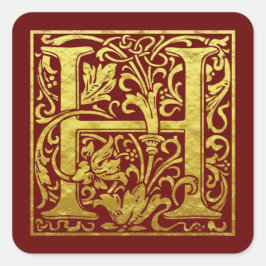 Letter H First Letter Imitats Gold Quadratischer Aufkleber