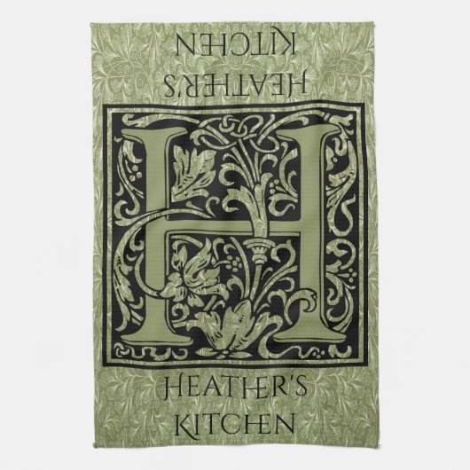 Letter H First Letter Monogram Personalisiert Geschirrtuch (Vertikal)