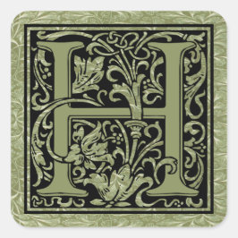 Letter H First Letter Monogram Quadratischer Aufkleber