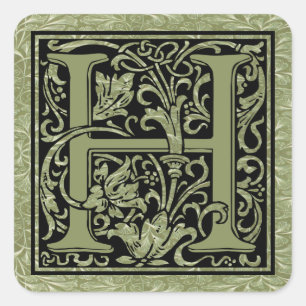 Letter H First Letter Monogram Quadratischer Aufkleber
