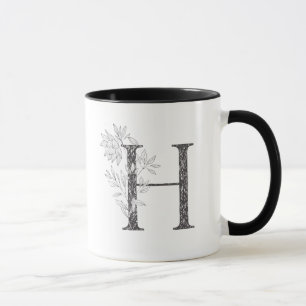 Letter H Floral Mit Monogramm Schwarz-Weiß-Tasse Tasse