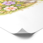 Letter H Gold Spring Nature Monogram Kitten Kids  Poster (Ecke)