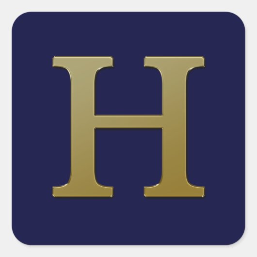 Letter H Gold Square Sticker (Vorderseite)
