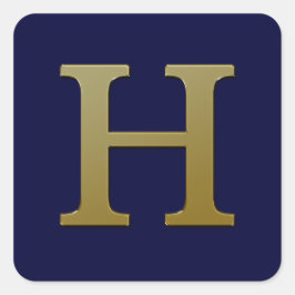 Letter H Gold Square Sticker