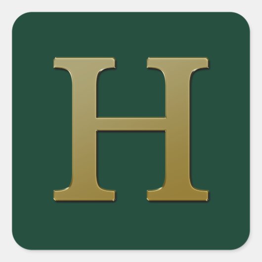 Letter H Gold Square Sticker (Vorderseite)