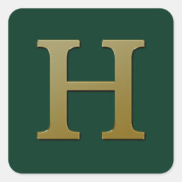 Letter H Gold Square Sticker