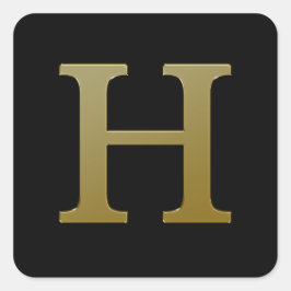 Letter H Gold Square Sticker