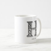 Letter H Gray Monogram Modern Name Kaffeetasse (VorderseiteRechts)