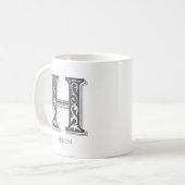 Letter H Gray Monogram Modern Name Kaffeetasse (Vorderseite Links)