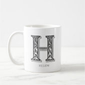 Letter H Gray Monogram Modern Name Kaffeetasse (Links)
