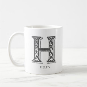 Letter H Gray Monogram Modern Name Kaffeetasse