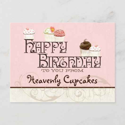 Letter H Happy Birthday Cupcake Business Postcard Postkarte (Vorderseite)