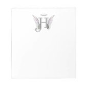 Letter H Initial Monogram mit Angel Wings & Halo Notizblock (Vorderseite)