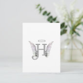 Letter H Initial Monogram mit Angel Wings & Halo Postkarte (Stehend Vorderseite)