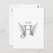 Letter H Initial Monogram mit Angel Wings & Halo Postkarte (Vorne/Hinten)