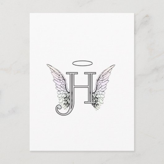 Letter H Initial Monogram mit Angel Wings & Halo Postkarte (Vorderseite)