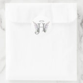 Letter H Initial Monogram mit Angel Wings & Halo Runder Aufkleber (Tasche)