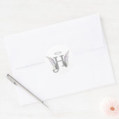 Letter H Initial Monogram mit Angel Wings & Halo Runder Aufkleber (Umschlag)