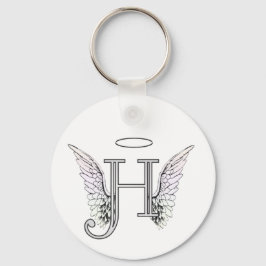 Letter H Initial Monogram mit Angel Wings & Halo Schlüsselanhänger
