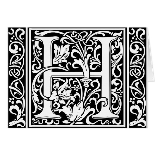 Letter H Mittelalterliche Monogram Art Nouveau (Vorderseite (Horizontal))