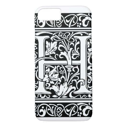 Letter H Mittelalterliche Monogram Art Nouveau Case-Mate iPhone Hülle (Rückseite)