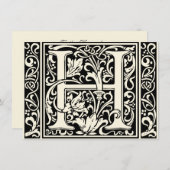 Letter H Mittelalterliche Monogram Art Nouveau Einladung (Vorne/Hinten)