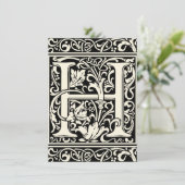 Letter H Mittelalterliche Monogram Art Nouveau Einladung (Stehend Vorderseite)