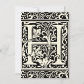 Letter H Mittelalterliche Monogram Art Nouveau Einladung (Vorderseite)