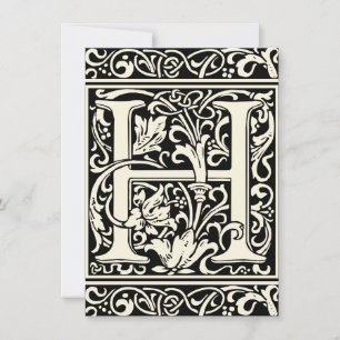 Letter H Mittelalterliche Monogram Art Nouveau Einladung