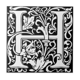 Letter H Mittelalterliche Monogram Art Nouveau Fliese