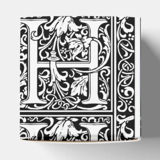 Letter H Mittelalterliche Monogram Art Nouveau Geschenkschachtel (Oben)