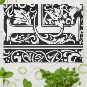 Letter H Mittelalterliche Monogram Art Nouveau Geschirrtuch (Gefaltet)