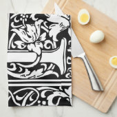 Letter H Mittelalterliche Monogram Art Nouveau Geschirrtuch (Viertel Falte)