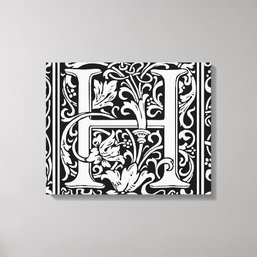 Letter H Mittelalterliche Monogram Art Nouveau Leinwanddruck (Vorderseite)