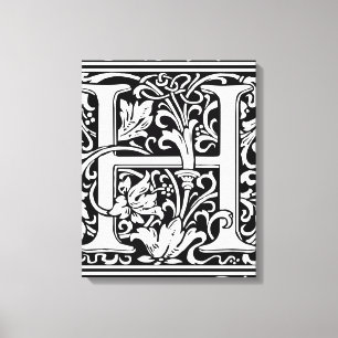 Letter H Mittelalterliche Monogram Art Nouveau Leinwanddruck