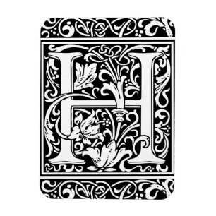 Letter H Mittelalterliche Monogram Art Nouveau Magnet