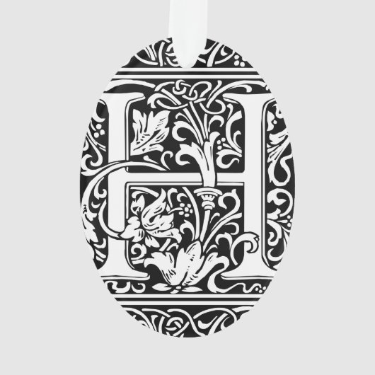 Letter H Mittelalterliche Monogram Art Nouveau Ornament (Rückseite)