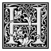 Letter H Mittelalterliche Monogram Art Nouveau Poster (Vorderseite)