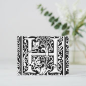 Letter H Mittelalterliche Monogram Art Nouveau Postkarte (Stehend Vorderseite)