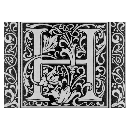 Letter H Mittelalterliche Monogram Art Nouveau Schneidebrett (Vorderseite)