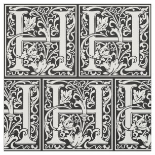 Letter H Mittelalterliche Monogram Art Nouveau Stoff