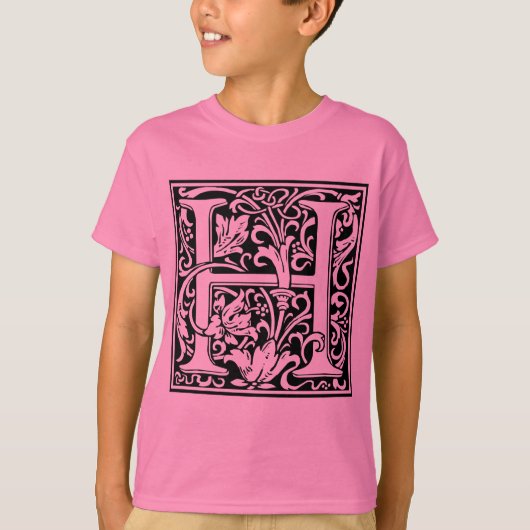 Letter H Mittelalterliche Monogram Art Nouveau T-Shirt (Vorderseite)