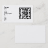Letter H Mittelalterliche Monogram Art Nouveau Visitenkarte (Vorne/Hinten)