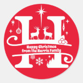 Letter H Monogram Anfangsname Familienname Gruß Runder Aufkleber (Vorderseite)