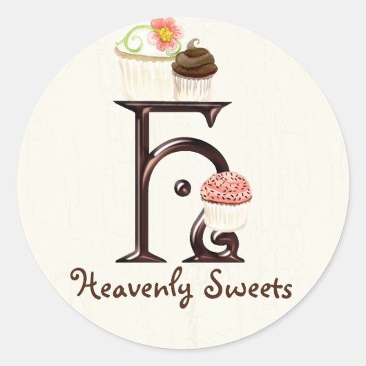 Letter H Monogram Cupcake Logo-Aufkleber Runder Aufkleber (Vorderseite)