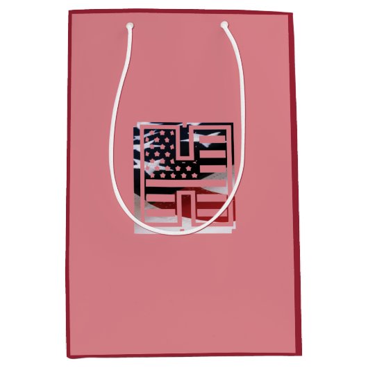 Letter H Monogram Initial USA Mittlere Geschenktüte (Vorderseite)