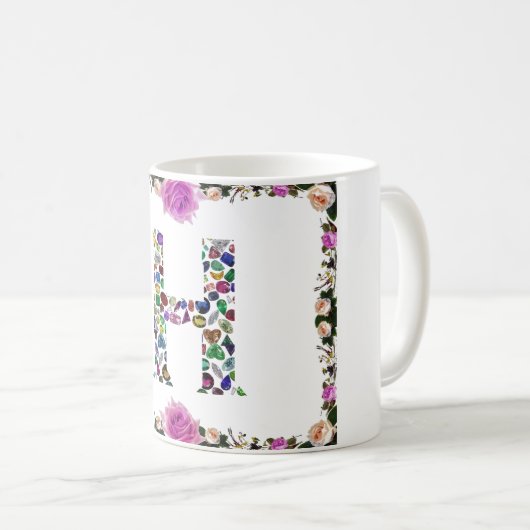 Letter H Monogram Kaffeetasse (VorderseiteRechts)