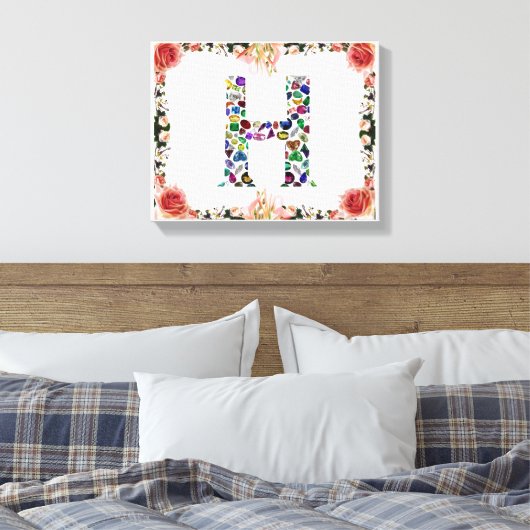 Letter H Monogram Leinwanddruck (Insitu (Schlafzimmer))